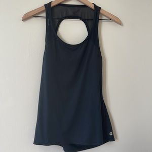 Fabletics black mesh athletic tank top with open back size small